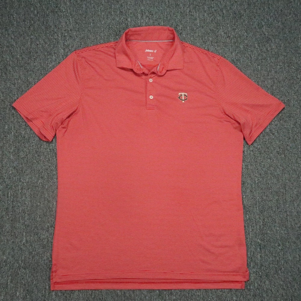 Minnesota Twins Shirt Mens Large Red Johnnie O Striped Polo Short Sleeve Stretch